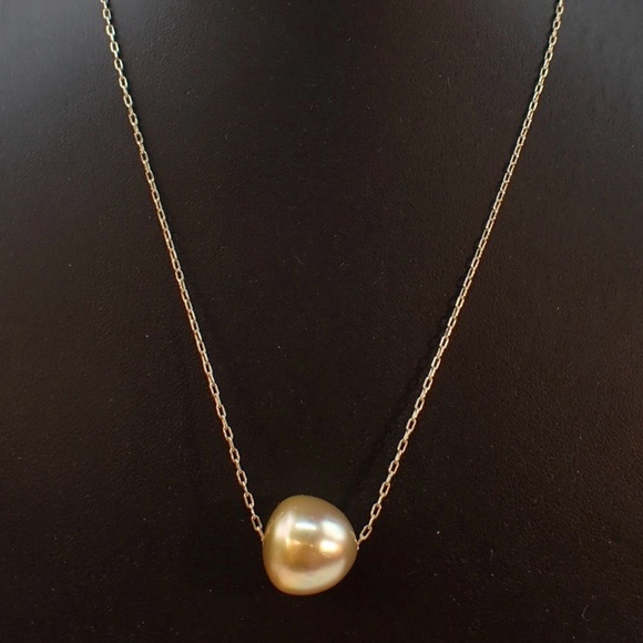 DESIGNER ARTISIAN TEN THOUSAND THINGS 10K HUGE GOLDEN PEARL NECKLACE - Picture 2 of 8